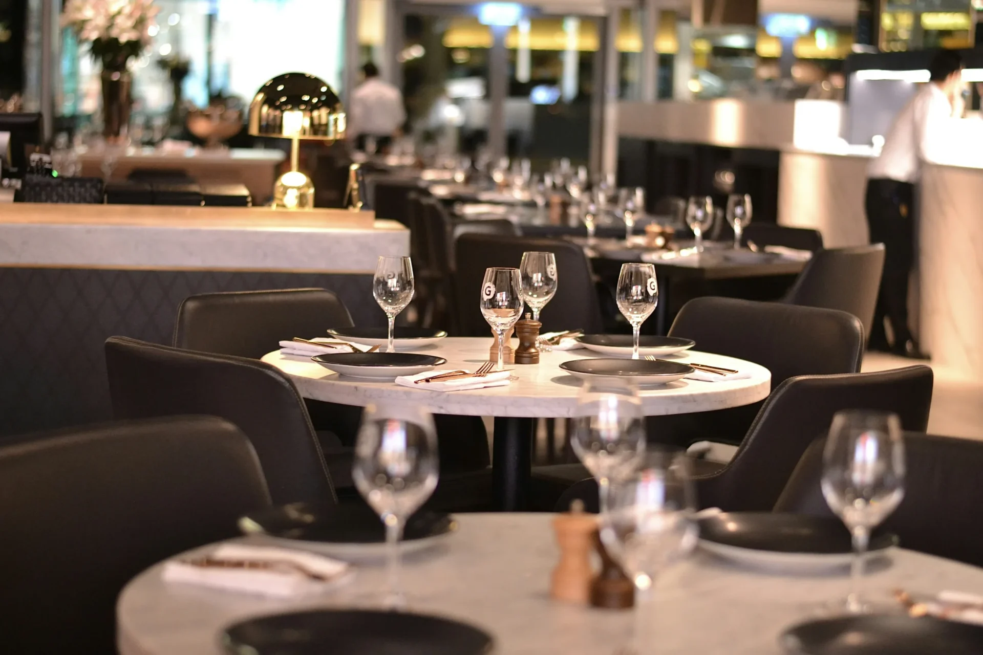 A hospitality interior during service.